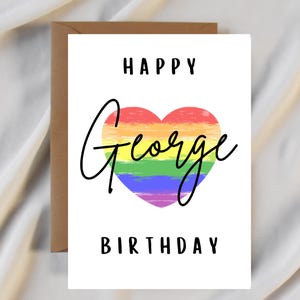 Personalised birthday rainbow card for him or her LGBT+ - friend - partner