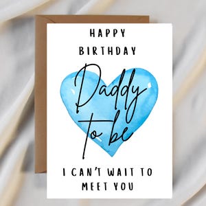 Futuro papà, auguri di buon compleanno - personalizzato - biglietto personalizzato per lui per il suo compleanno da parte di figlio o figlia - cuore blu
