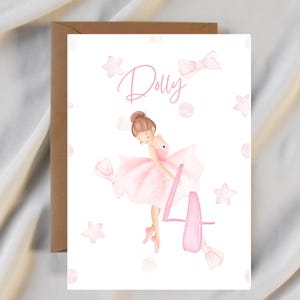 Ballerine pour les 4 ans - petite fille - personnalisée - carte personnalisée pour fille - amie - famille - épouse - soeur - belle-fille - classe - oeuvre d'art