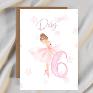 6th birthday ballerina - little girl - personalised - custom card for daughter - friend - family - wife - sister - neice - happy birthday