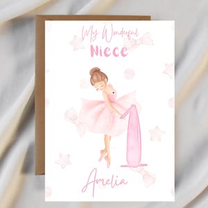 an meine wunderbare Nichte - Geburtstagskarte - Ballerina - kleines Mädchen - personalisiert - für Freundin - Familie - Tochter - Tante