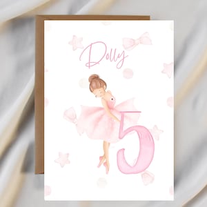 5th birthday ballerina - little girl - personalised - custom card for daughter - friend - family - wife - sister - neice - happy birthday