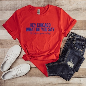 Cubs Hey Chicago Lyrics Baseball Unisex Softstyle T-Shirt, Chicago Cubs, Cubs Shirt, Chicago Baseball, Gameday Shirt, Baseball Shirt