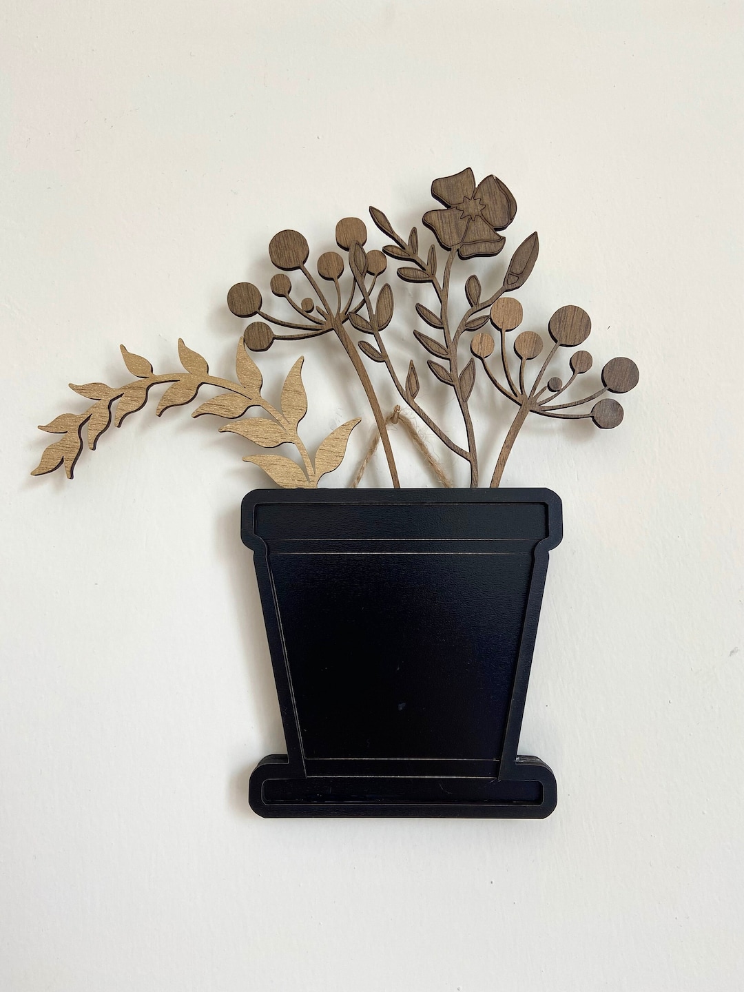 Wood Wall Vase Wood Flower Bouquet Plant Decor Wood Flowers Etsy