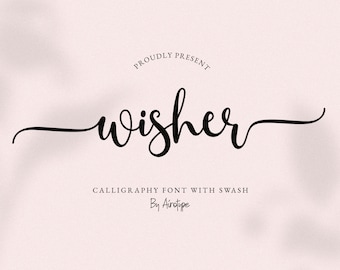 Wisher Font, Script Font, Handwritten Font, Tail Font, Swash Font, Thin Font, Cursive Font, Wedding Font, Calligraphy Font, Cricut Font