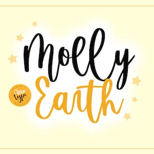 Molly Earth Font, Handwritten Font, Script Font, Handwriting Font, Cursive Font, Wedding Font, Crafting Font, Bouncy Font, Cricut Font