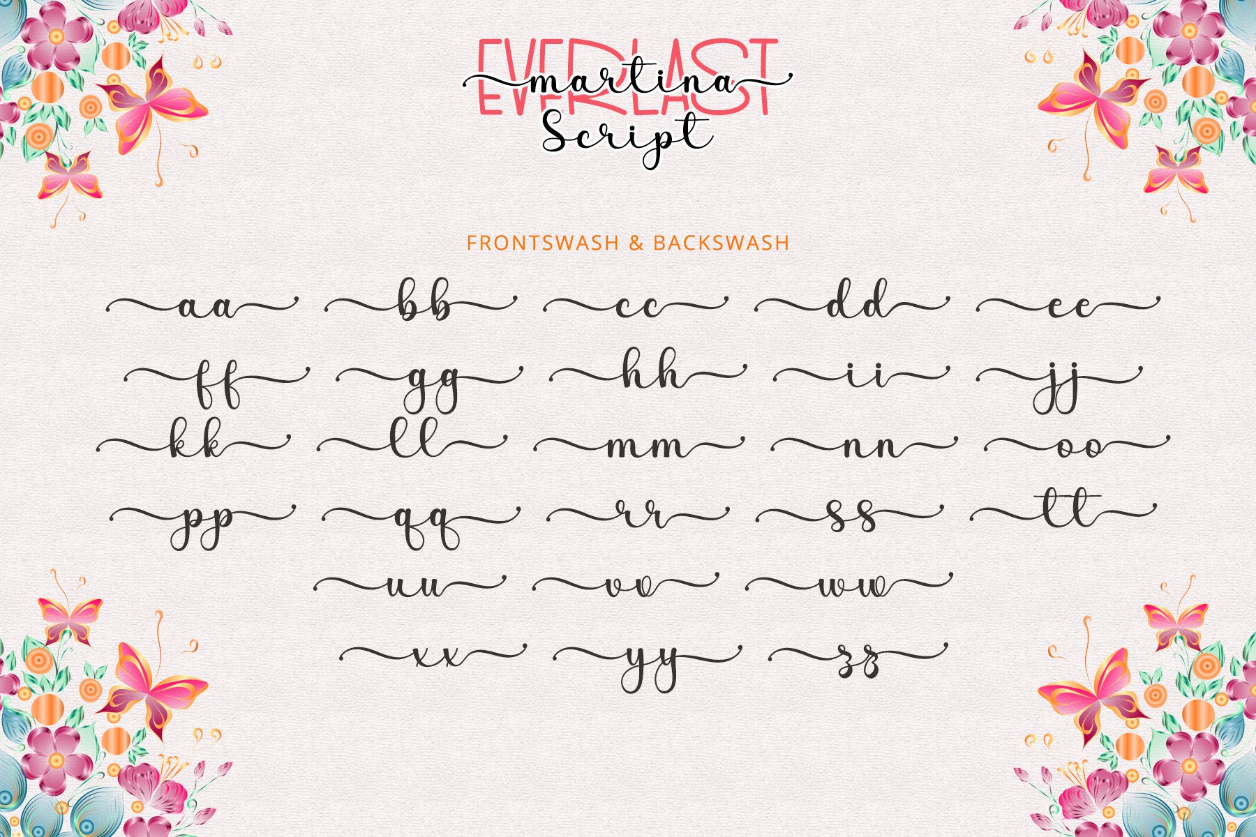 Martina In Cursive Everlast Martina Font, Handwritten Font, Swash Font, Font With Tail ...