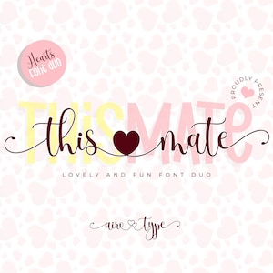 Diese Mate-Schrift, Script-Schrift, handgeschriebene Schriftart, Herz-Schrift, Herz-Swash-Schrift, Herz-Verbindungs-Schrift, Hochzeits-Schrift, kursive Valentines-Schrift,