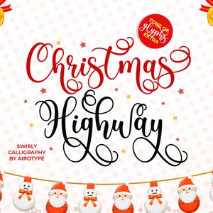 Christmas Highway Font, Christmas Font, Handwritten Font, Swash Font, Bouncy Font, Cursive Font, Wedding Font, Font with Tail, Cricut Font,