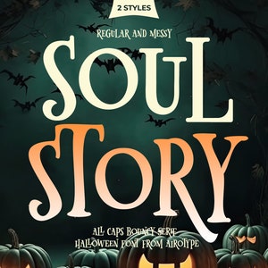 Soul Story lettertype, Spooky lettertype, Halloween lettertype, Serif-lettertype, Retro lettertype, Horror lettertype, weergave lettertype, Ghost lettertype, ligaturen lettertype, Cricut lettertype