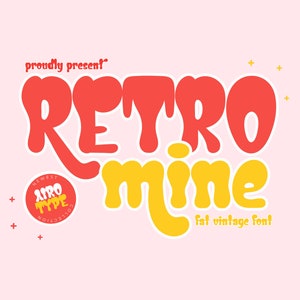 Retro Mine Schrift, Retro Schrift, Vintage Schrift, Fett Schrift, Groovy Schrift, Boho Schrift, Hippie Schrift, Cricut Schrift, Procreate Schrift, Fett Schrift, Niedlich Schrift