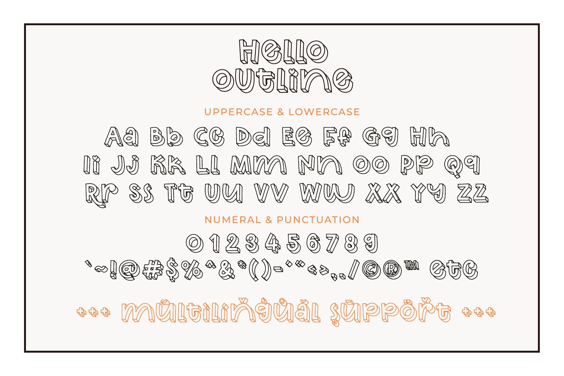 Hello Outline Font, 3D Font, Cute Font, Line Font, Inline Font, Fun ...