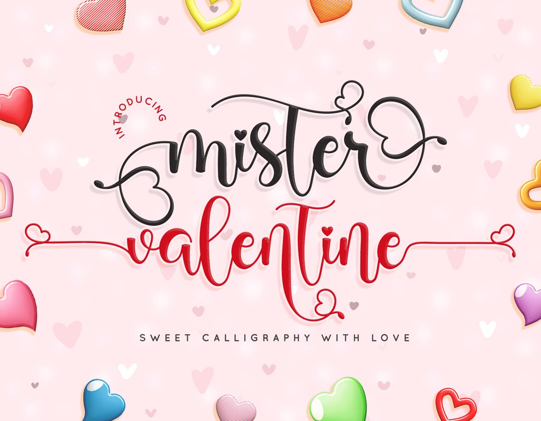 Mister Valentine Font, Script Font, Love Font, Bouncy Script, Heart