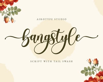 Bangstyle Font, Handwritten Font, Script Font, Font with Tail, Tail Font, Swash Font, Cursive Font, Swoosh Font, Cricut Font, Procreate Font