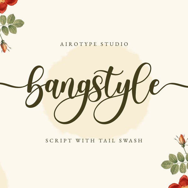 Bangstyle Font, Handwritten Font, Script Font, Font with Tail, Tail Font, Swash Font, Cursive Font, Swoosh Font, Cricut Font, Procreate Font