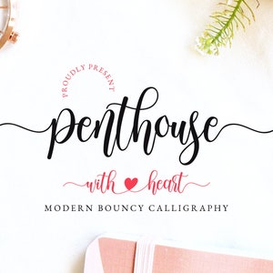 Penthouse Font, Script Font, Handwritten Font, Swash Font, Tail Font, Heart Font, Cursive Font, Cricut Font, Love Wedding Font, Bouncy Font