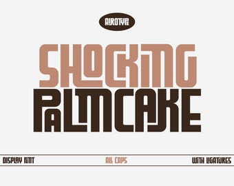 ショッキングパームケーキフォント、ディスプレイフォント、サンセリフフォント、すべて大文字フォント、合字フォント、太字フォント、太字フォント、スポーツフォント、ジャージフォント