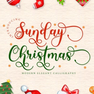 Sunday Christmas Font, Cursive Font, Handwritten Font, Cricut Font, Swash Font, Tail Font, Swoosh Font, Bouncy Font, Wedding Font