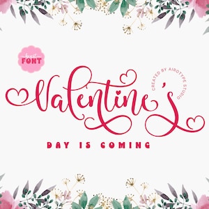 Valentines Font, Script Font, Handwritten Font, Heart Font, Bouncy Font, Wedding Font, Cursive Font, Font with Tail, Tail Font, Cricut Font