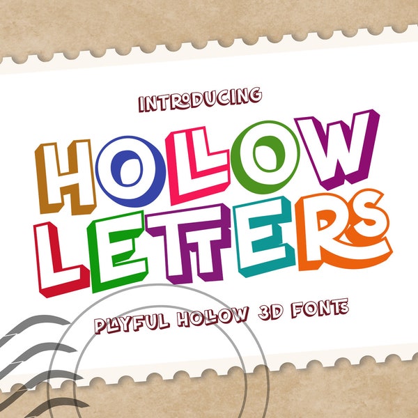 Hollow Letter Font, Outline Font, Shadow Font, Hole Font, Kids Font, Cute Font, All Caps Font, School Font, Fun Font, Display Font, 3D Font