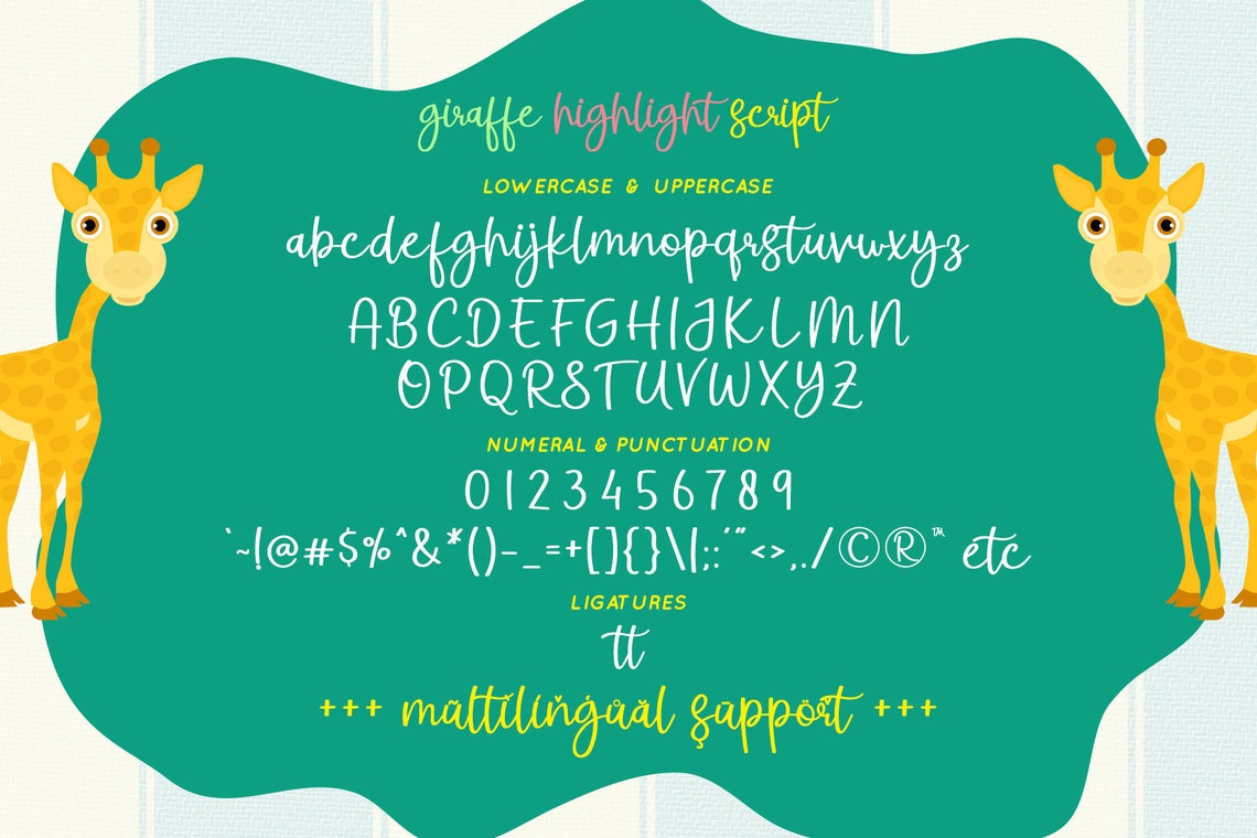 Giraffe Highlight Font Duo, Handwritten Font, Script Font, Wedding Font ...