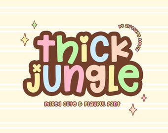 Thick Jungle Font, Cute Font, Kids Font, School Font, Single Line Font, Playful Font, Handwritten Font, Cricut Font, Mixed Font