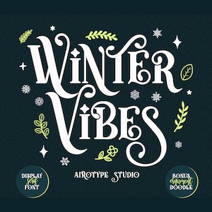 Winter Vibes Font, Serif Font, Modern Font, Winter Font, Boho Font, Vintage Font, Cricut Font, Christmas Font, Swash Serif, Snowflake Doodle
