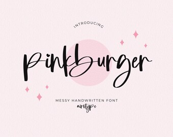 Pink Burger Font, Handwritten Font, Script Font, Signature Font, Cursive Font, Fun Font, Cute Font, Wedding Font, Bouncy Handwriting Font