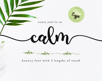 Calm Font, Handwritten Font, Script Font, Calligraphy Font, Cursive Font, Tail Font, Swash Font, Font with Tail, Wedding Font, Cricut Font