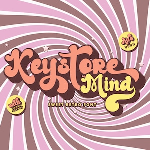 Keystore Mind Font, Retro Font, Groovy Font, Vintage Font, Script Font, Handwritten Font, Layer Font, Cricut Font, Hippie Font, Boho Font