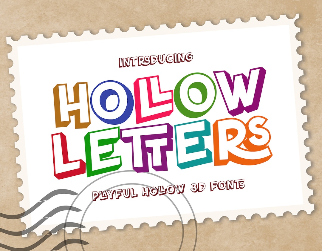 Hollow Letter Font Outline Font Shadow Font Hole Font Kids - Etsy