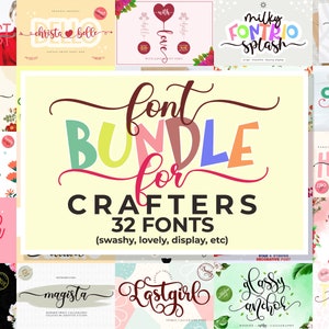 Script Handwriting Font Bundle for Crafters 32 Fonts, Handwritten Font, Calligraphy Font, Swash Font, Glyphs Font, Wedding Font, Font Bundle
