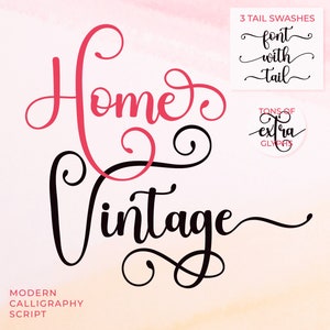 Home Vintage Font, Script Font, Handwritten Font, Calligraphy Font, Swash Font, Swirl Tail Font, Wedding Font, Cricut Font, Cursive Font