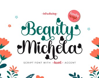 Beauty Michela Font, Script Font, Handwritten Font, Heart Font, Love Font, Bouncy Font, Valentine Font, Cricut Font, Tail Font, Wedding Font