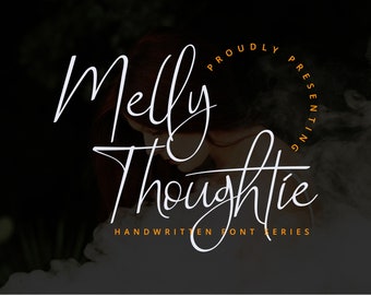 Police Melly Thoughtie, police manuscrite, police script, police Cricut, police de mariage, police de signature, police Procreate, police fine, police cursive