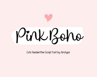 Pink Boho Font, Script Font, Handwritten Font, Handwriting Font, Cursive Font, Valentines Font, Calligraphy Font, Cricut Font, Cute Font