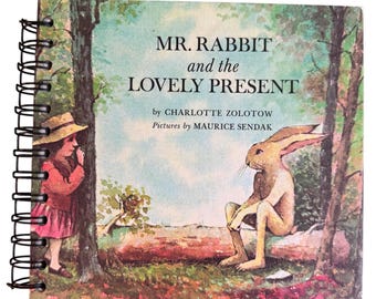 Mr. Rabbit - handmade blank notebook, sketchbook, journal upcycled, repurposed, baby shower, birthday gift, junk journal, bookish, bujo