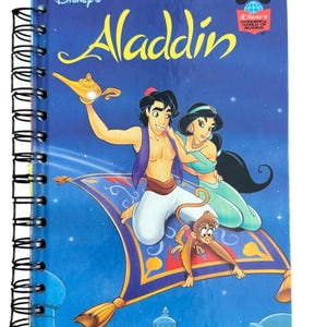 Aladdin - handmade blank notebook, sketchbook, journal upcycled, Disney, birthday gift, baby shower, junk journal, bujo, blank book