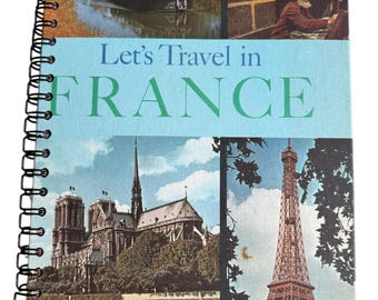 Vintage France Travel Book – Handmade Blank Journal, Sketchbook