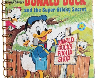 Donald Duck - handmade blank notebook, sketchbook, journal upcycled, repurposed, baby shower, birthday gift, junk journal, bookish, bujo