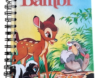 Bambi handmade blank notebook, sketchbook, journal upcycled, Disney, birthday gift, baby shower, junk journal, bujo, blank book