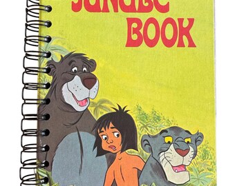 the Jungle Book - handmade blank notebook, sketchbook, journal upcycled, Disney, birthday gift, baby shower, junk journal, Disney, bujo