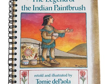 Legend of the Indian Paintbrush - handmade blank notebook, sketchbook, upcycled, repurposed, baby shower, birthday gift junk journal bookish