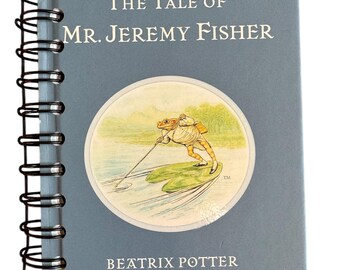 Jeremy Fisher Beatrix Potter - blank notebook, sketchbook journal, upcycled from a book, birthday gift, baby shower, junk journal, bujo