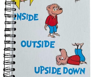 Inside Outside Bernestain Bears handmade blank notebook, sketchbook, repurposed, gift, baby shower, junk journal, bujo