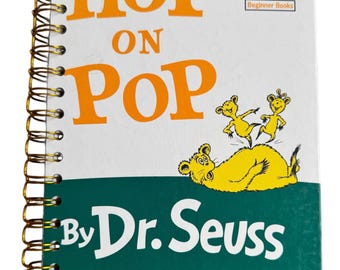 Hop on Pop- handmade blank notebook, sketchbook, journal upcycled, repurposed, gift, baby shower, birthday gift, junk journal, bujo, bookish