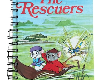 The Rescuers - handmade blank notebook, sketchbook, journal upcycled, Disney, birthday gift, baby shower, junk journal, bujo, blank book