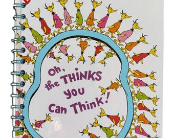 The Thinks You Can Think handmade blank notebook, sketchbook, Dr. Seuss, repurposed, gift, baby shower, birthday gift, junk journal, bujo