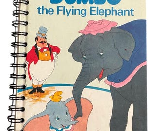 Dumbo- handmade blank notebook, sketchbook, journal upcycled, Disney, birthday gift, baby shower, junk journal, bujo, blank book