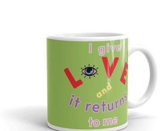 GIVE LOVE: Tazza bianca lucida